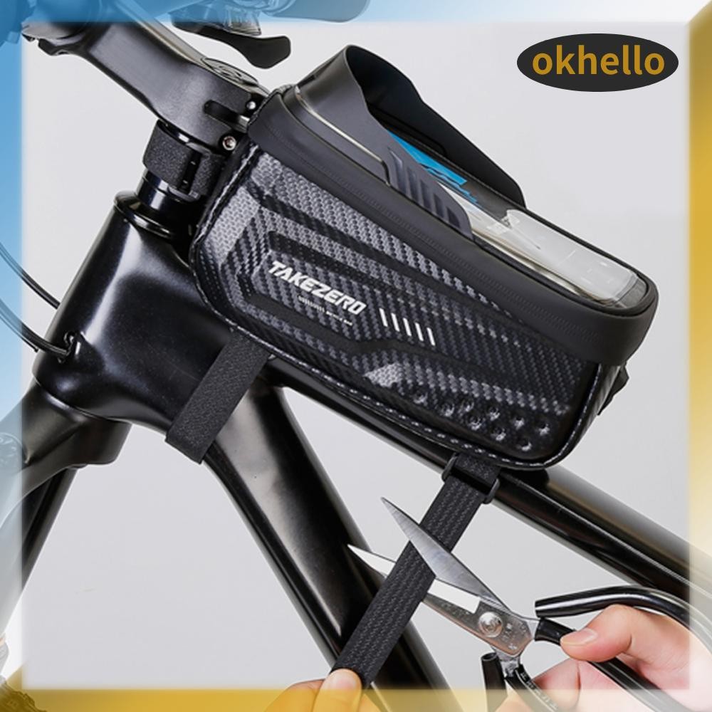 [Okhello.th] 1l Bicycle Upper Tube Bag Waterproof 6.8 Inch Touch Screen Road Bike Accessories