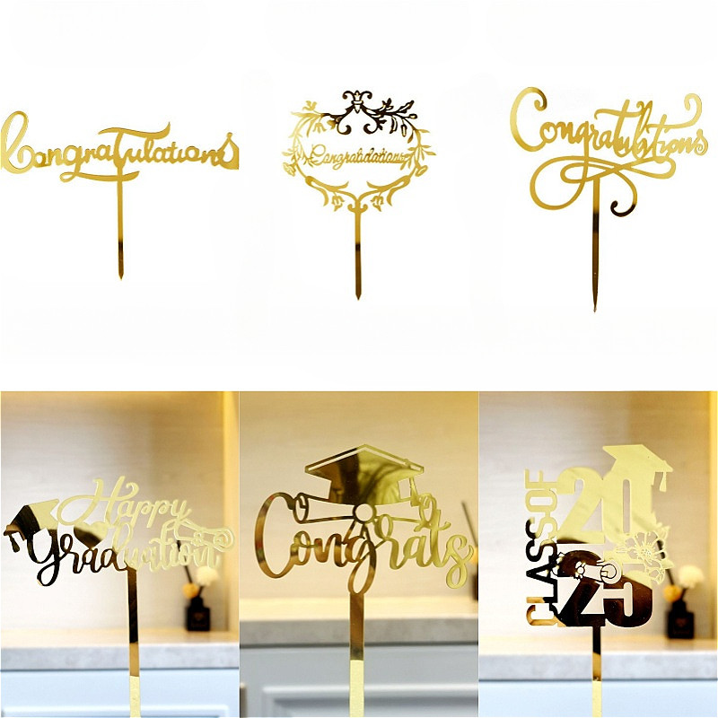 10 ชิ้น Congrats topper ปาร์ตี้รับปริญญา - โรงเรียนมัธยม/วิทยาลัยเค้กที่สําเร็จการศึกษา topper อะคริลิค Plugin