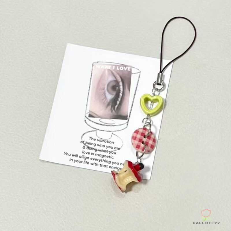 จี้รูปหัวใจกลวงรูปสตรอเบอร์รี่ สไตล์หวาน สร้างสรรค์ สายคล้องโทรศัพท์ เคสโทรศัพท์ กระเป๋า จี้-CY