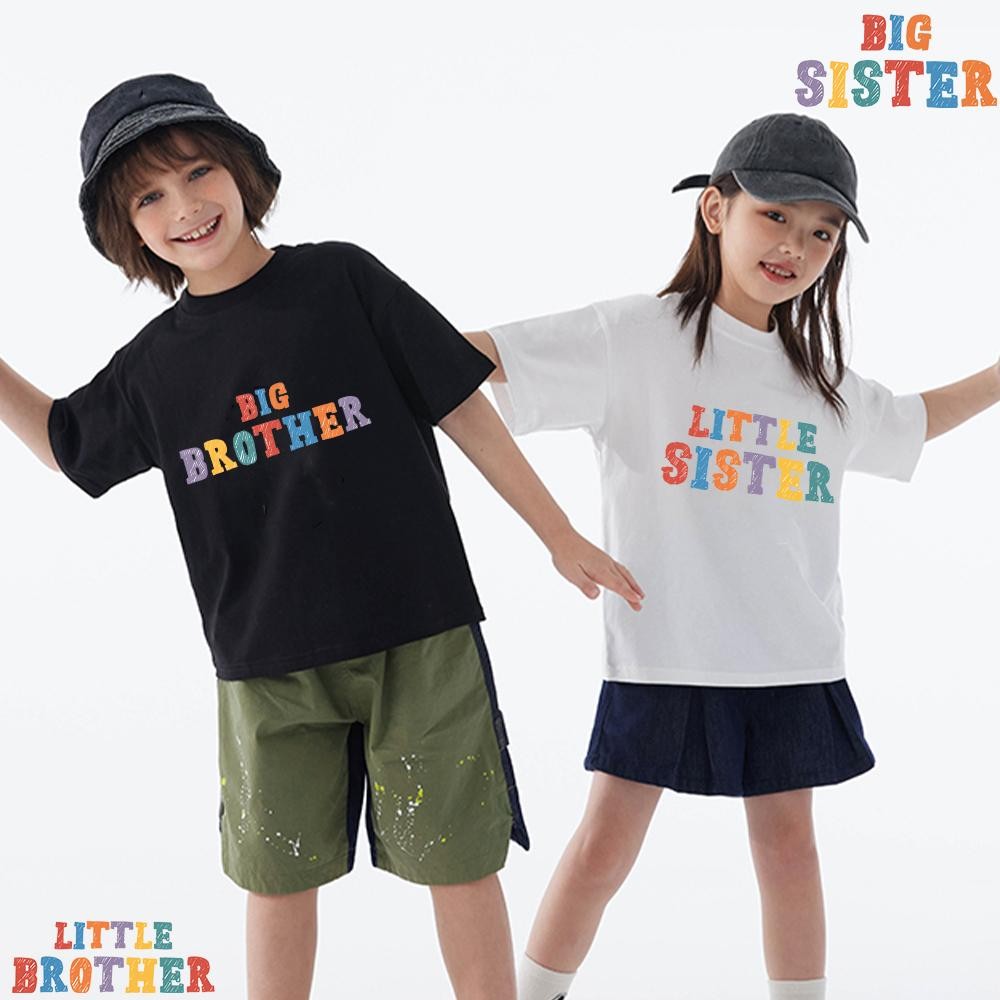 Big/little Sister Big/Little Brother เสื้อผ้าจับคู่เสื้อพี่น้องแฟชั่นเสื้อยืดเด็กบอดี้สูทเด็กดูชุดด้