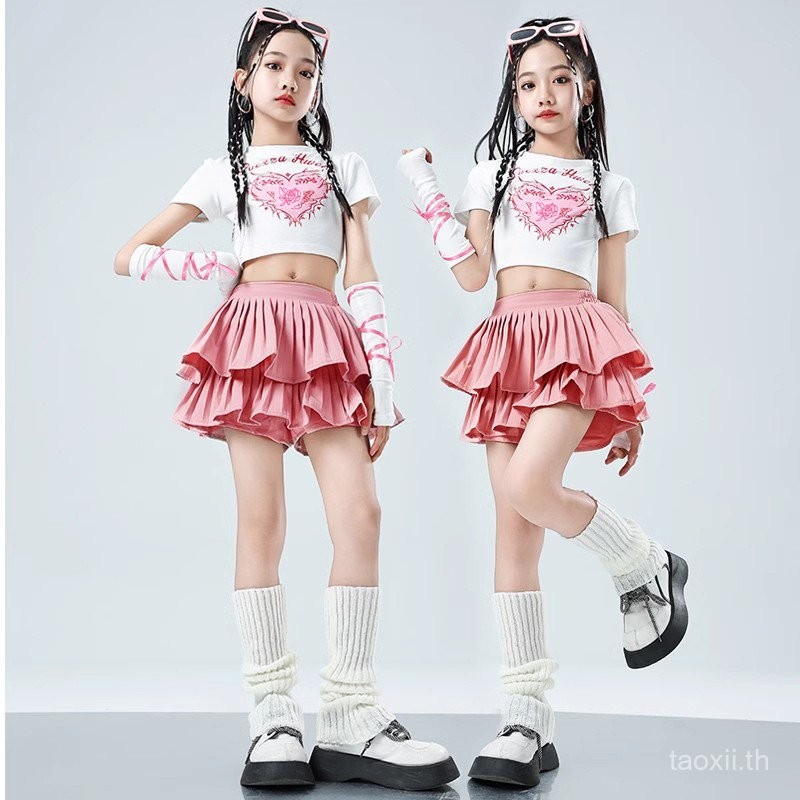 ชุดเต้นรำแจ๊สสำหรับเด็กผู้หญิง ชุดเต้นรำสตรีทสำหรับเด็ก ชุดการแสดงทันสมัยสำหรับเด็ก สไตล์ฮิปฮอปแจ๊ส - รูปที่ 6