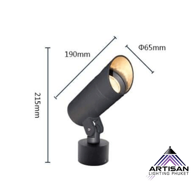 Flood Light + Cap + Surafce Mounted, Aluminum in Black, (MR16, GU10) 220V, IP65, Size D65x127x195 mm