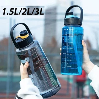 FARL ขวดน้ํากีฬา, 1.5L/2L/3L พร้อมขวดเครื่องดื่มมาร์กเกอร์เวลา, เหยือกน้ํารั่วซึมความจุขนาดใหญ่น้ําหนักเบา
