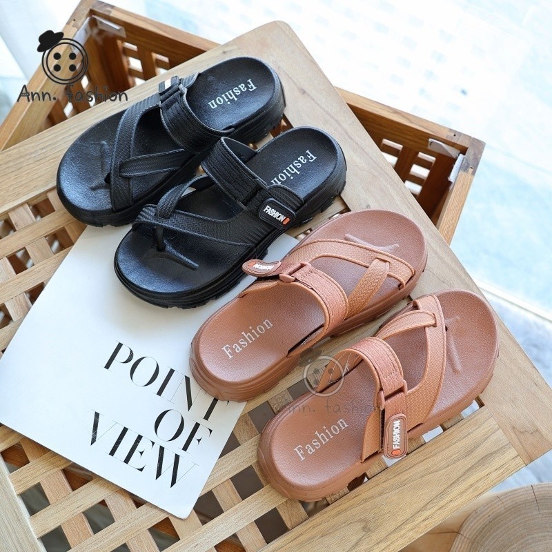 Ann.Fashion รองเท้าแตะแฟชั่นพื้นหนา ส้นตึกใส่ง่าย เดินสบาย พื้นนุ่ม รองเท้าพื้นยาง มีกันลื่น #sy130