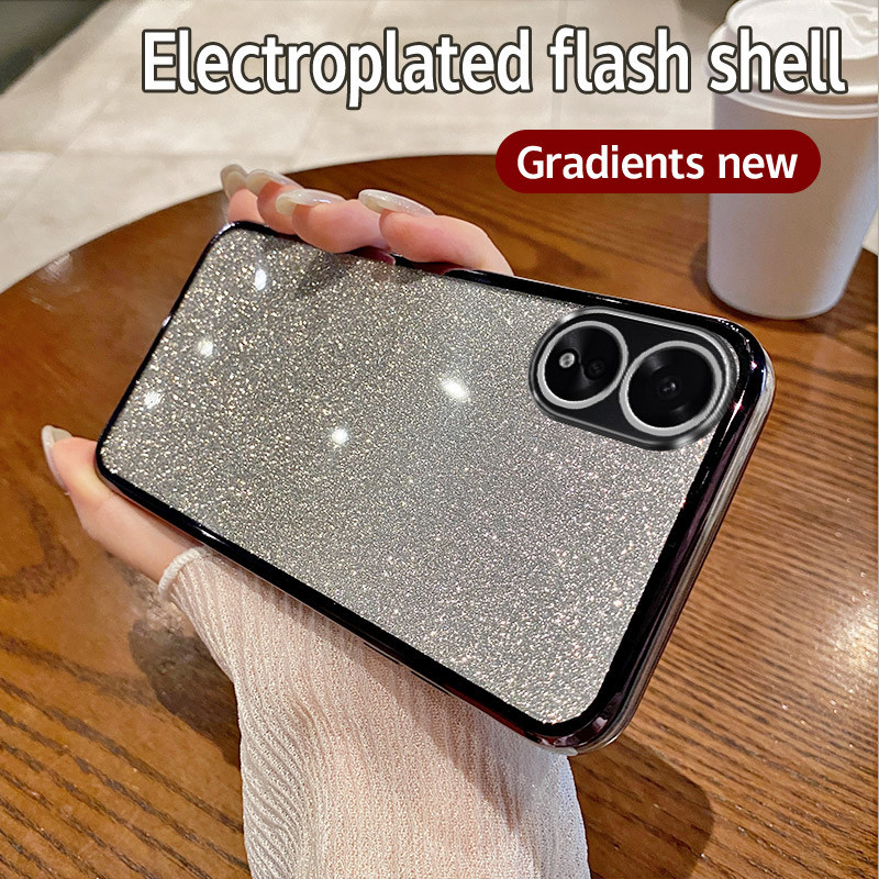 สําหรับ OPPO A38 กรณีกันกระแทก TPU Electroplated Glitter เคสโทรศัพท์สําหรับ OPPO A38 ปกหลัง