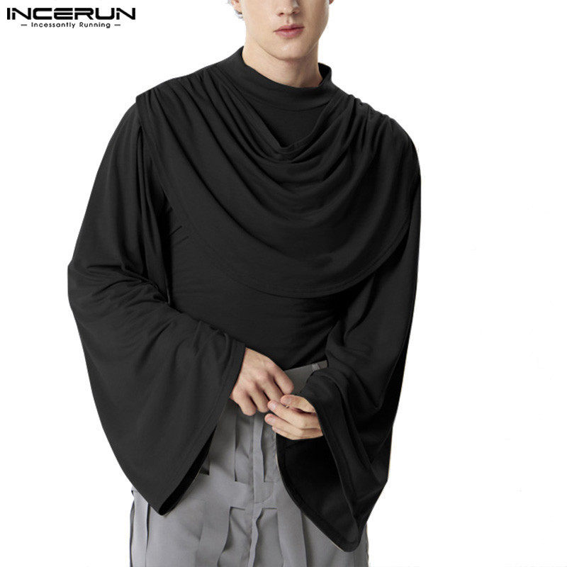 Incerun เสื้อเชิ้ตแขนยาว คอสวิง สีพื้น สไตล์วินเทจ แฟชั่นสําหรับผู้ชาย