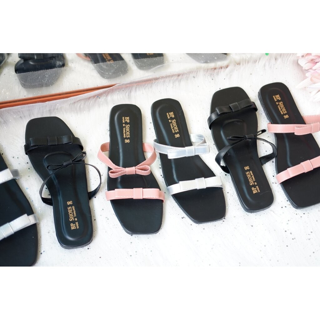 BP117-006Mรองเท้าโบว์ผูก2ตอน3สี-lilly