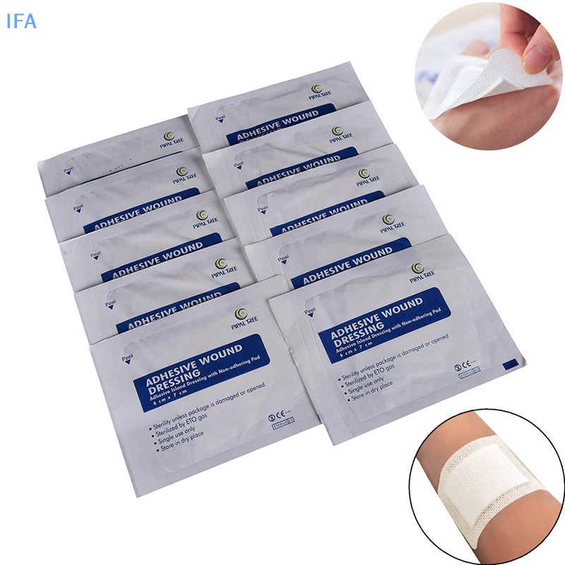 IFA แผ่นพลาสเตอร์ 6*7 cm 10pcs ผ้าก๊อซสำเร็จรูป แผ่นปิดแผลอเนกประสงค์ แผ่นแปะน้ําสลัดไม่ทอแบบใช้แล้วทิ้ง