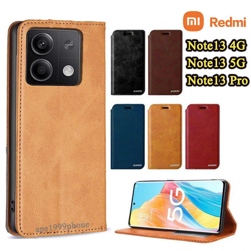 015.เคสฝาพับ ตั้งได้ Redmi Note13 Note13Pro 13C 12 12C Note12 4G/5G Note12 Pro เคส ใส่นามบัตรได้ ฝาพับหนัง แม่เหล็ก
