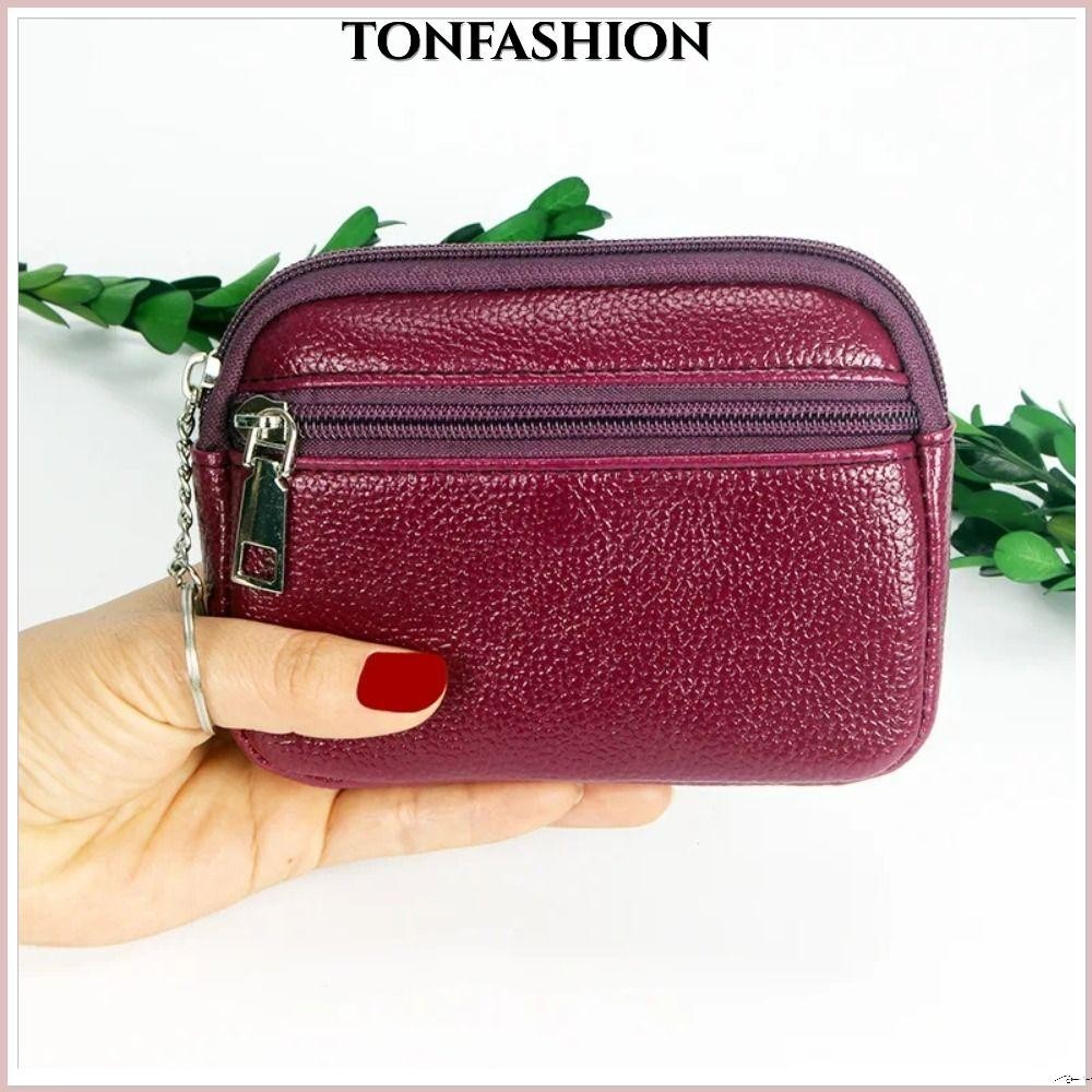 Tonfashion กระเป๋าสตางค์ หนัง PU ใบสั้น ขนาดเล็ก ใส่เหรียญได้ แฟชั่นสําหรับสตรี
