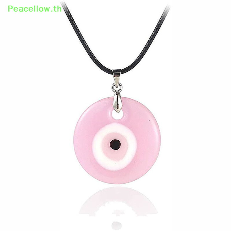 Peacellow สีแก ้ ว Blue Evil Eyes จี ้ สร ้ อยคอผู ้ หญิงผู ้ ชายรอบตุรกี Lucky Eye TH