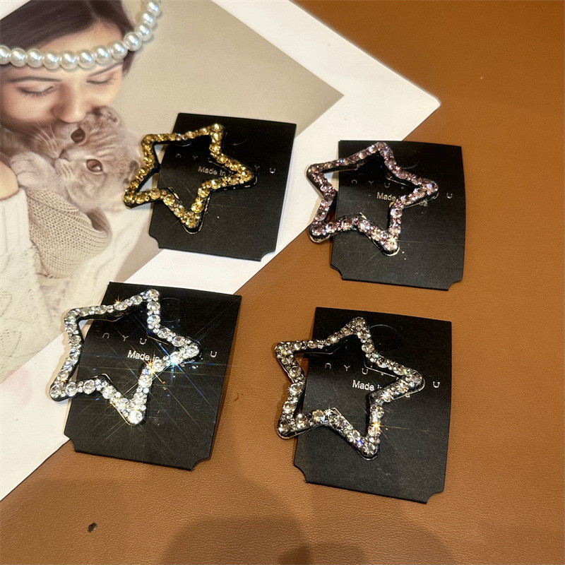 กิ๊บติดผม รูปเมฆ ดาวห้าแฉก ประดับเพชร เป็นระเบียบเรียบร้อย สําหรับผู้หญิง - รูปที่ 2