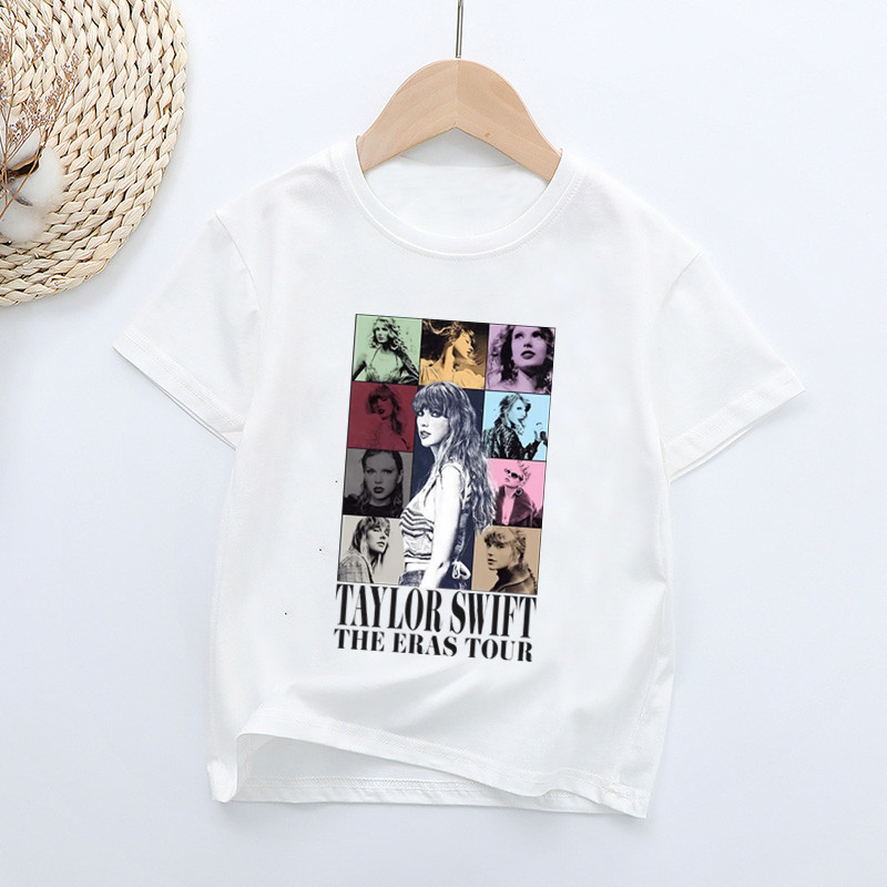 2024 ใหม่น่ารักที่มีชื่อเสียงนักร้อง Taylor ERAS Tour Swift พิมพ์เด็ก T เสื้อแฟชั่นเด็กทารกฤดูร้อนเสื้อผ้าเด็กแขนสั้นเสื้อยืด