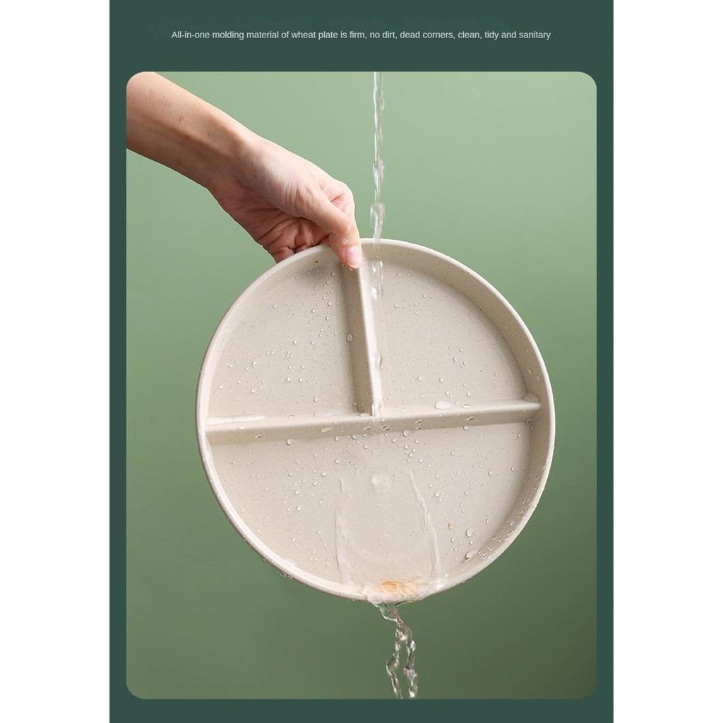 จานควบคุมโรคอ้วนทรงกลม จานแบ่งพลาสติกแบบใช้ซ้ำได้ ทนทาน หนา จานโต๊ะสำหรับเด็ก ผู้ใหญ่ - รูปที่ 4