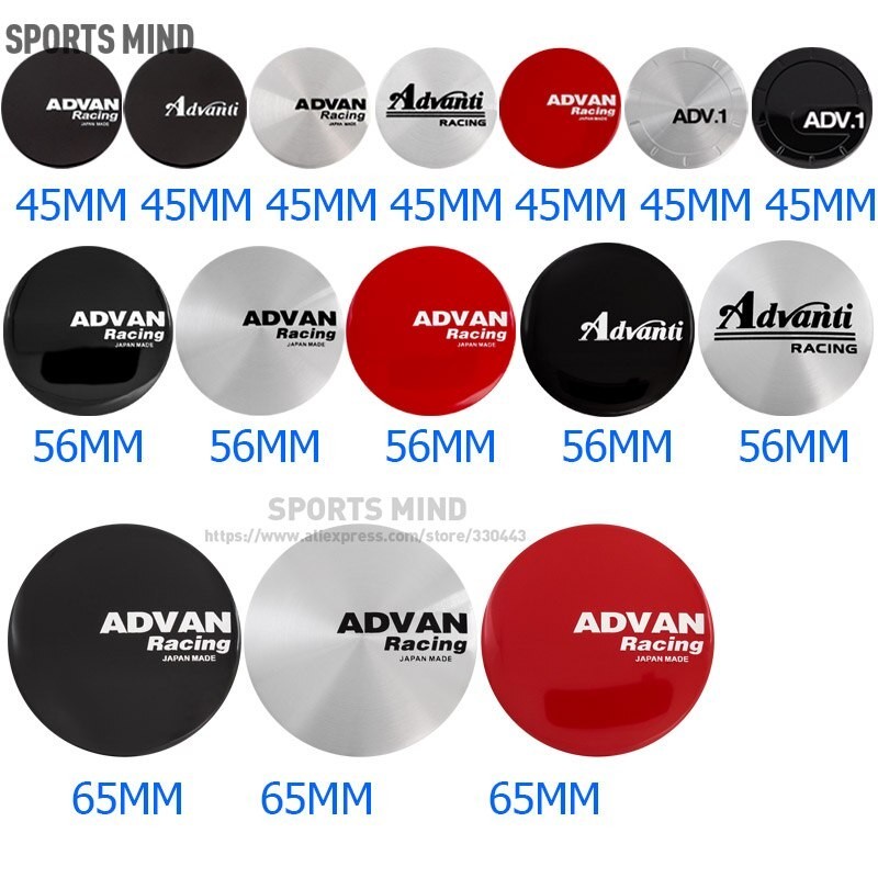 สติกเกอร์ตราสัญลักษณ์ ADVAN RACING Advanti RACING ขนาด 45 มม. 56 มม. 65 มม. สําหรับตกแต่งล้อรถยนต์ จํานวน 4 ชิ้น ต่อล็อต