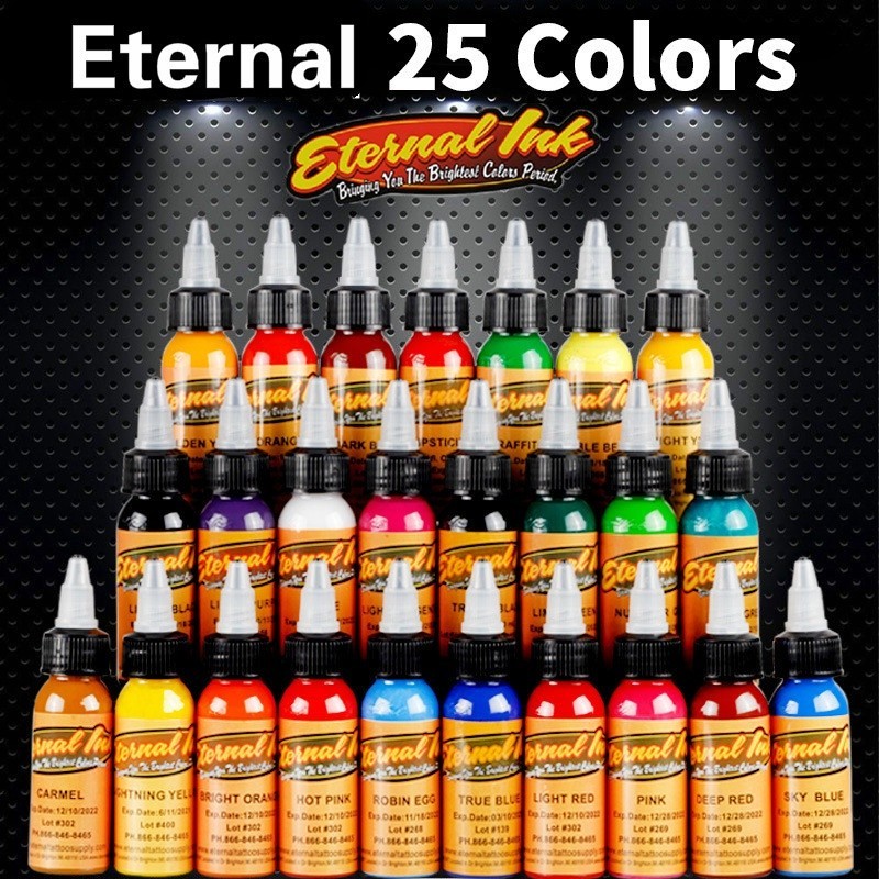 【Preferred】1oz 30ml 25 Colors Body Painting Tattoo Ink Permanent Makeup Coloring pigment Eyebrows Eyeliner Tattoo Paint Body Eternal Tattoo Ink