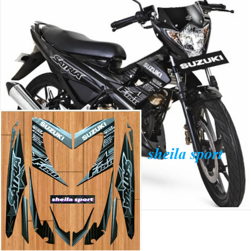Suzuki satria fu F150 สติ๊กเกอร์ Striping สีดําขลิบเงิน 2014 คุณภาพดี