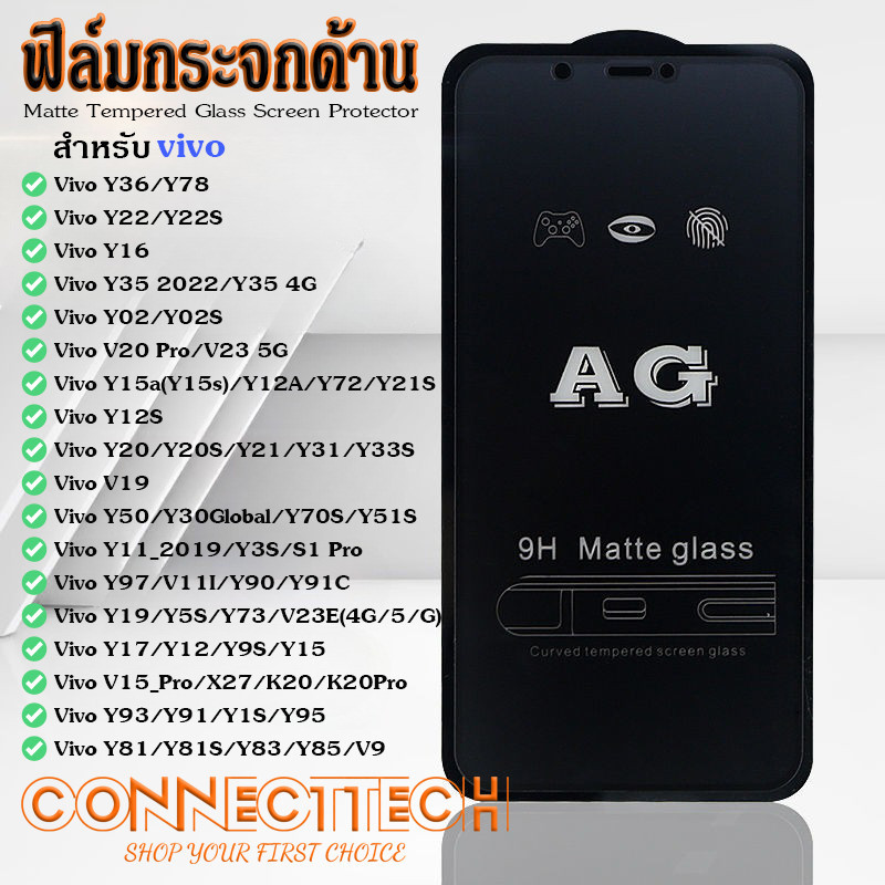AG ฟิมล์กระจกด้าน vivo y12  แบบเต็มจอ สำหรับ Vivo y11/y15/y17/y12i/y20/y20i/y20s/y12s/y12a/y21s/y33s