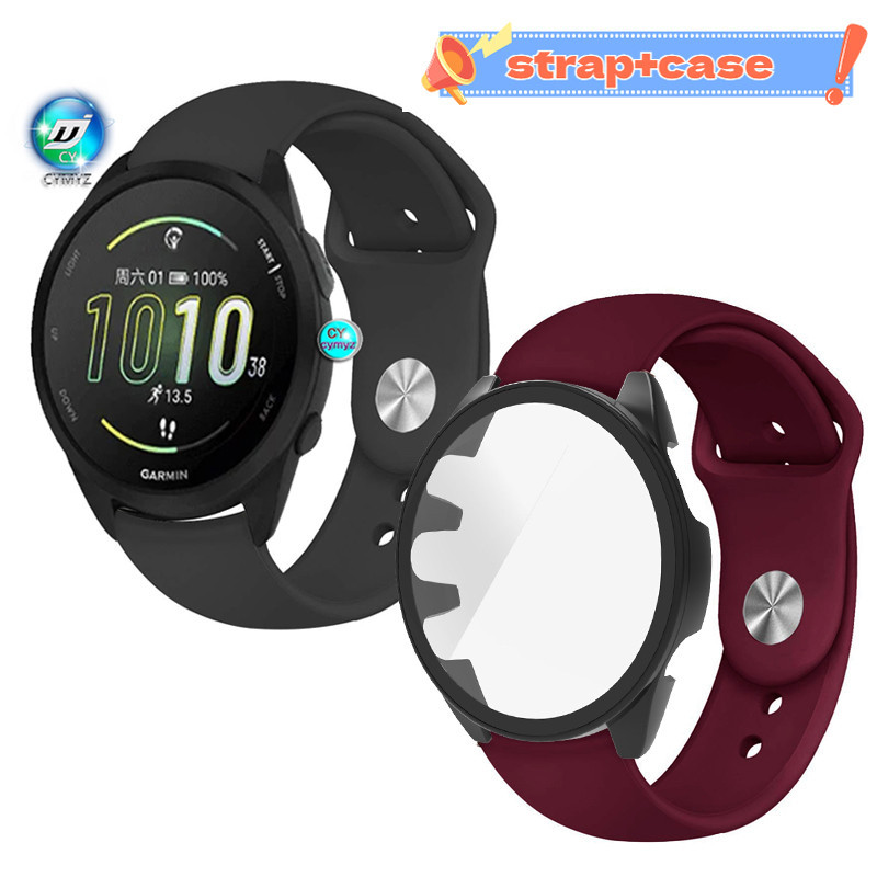for Garmin Forerunner 165 สาย สายนาฬิกาสายซิลิโคน  เคสป้องกัน Garmin Forerunner 165 เคส เคสเต็มจอ