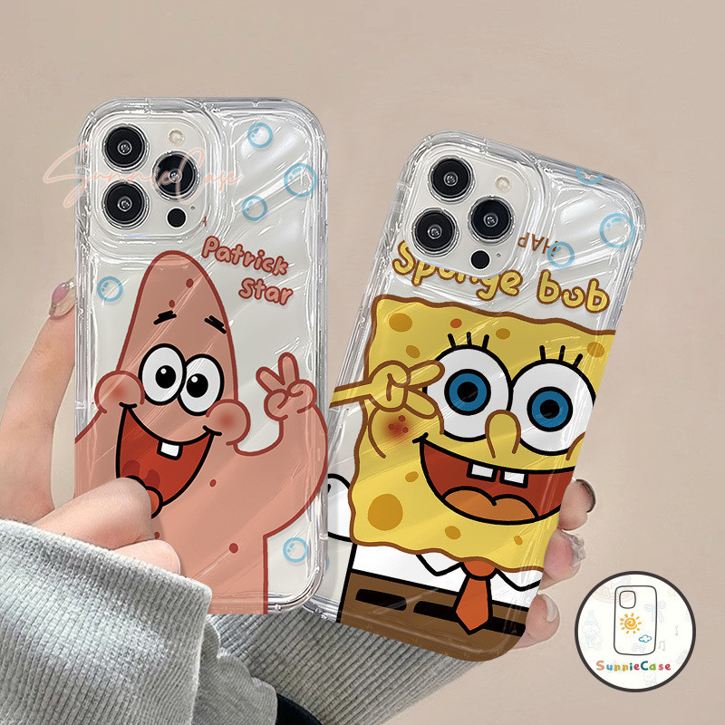 Spongebob คู่ ที่น่ารัก ภาพวาด สีลูกกวาด เข้ากันได้ iPhone 15 11 13 7Plus 12 14 Pro Max XR 7 15 8 6s 14 6 Plus X XS Max