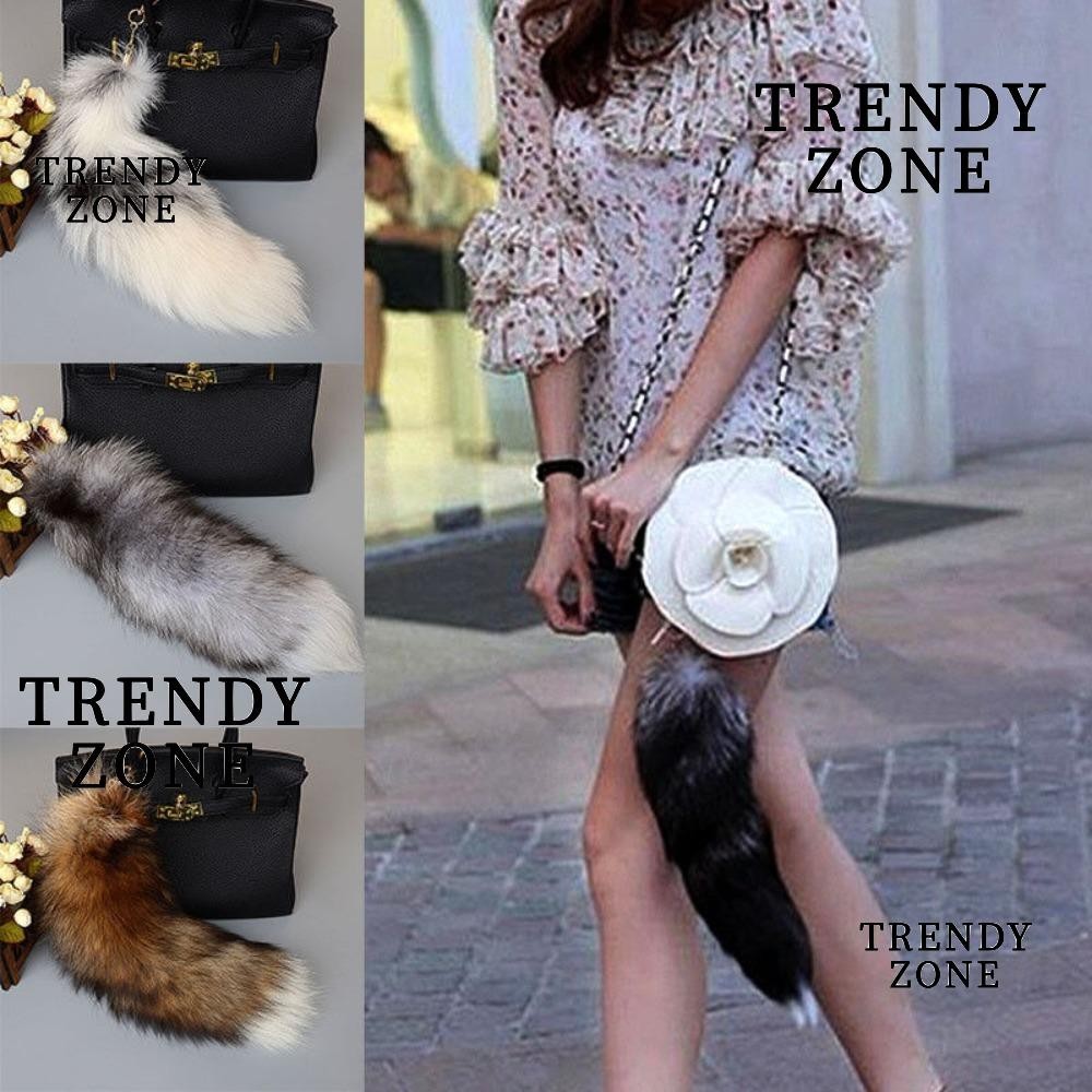 Trendyzone พวงกุญแจ จี้ขนเฟอร์เทียม 40 ซม. สําหรับห้อยกระเป๋า