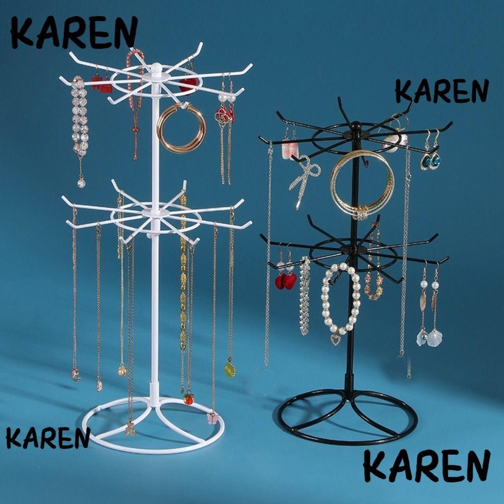 Karen ชั้นวางเครื่องประดับ ต่างหู สร้อยคอ 2 ชั้น สําหรับแขวนสร้อยข้อมือ แหวน ที่คาดผม
