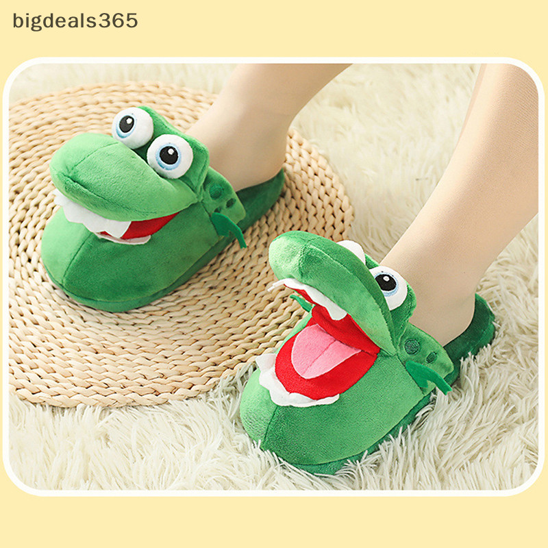 [bigdeals365] ใหม่ พร้อมส่ง รองเท้าแตะลําลอง ผ้าฝ้าย ลายการ์ตูนจระเข้ เปิดปาก ของขวัญ