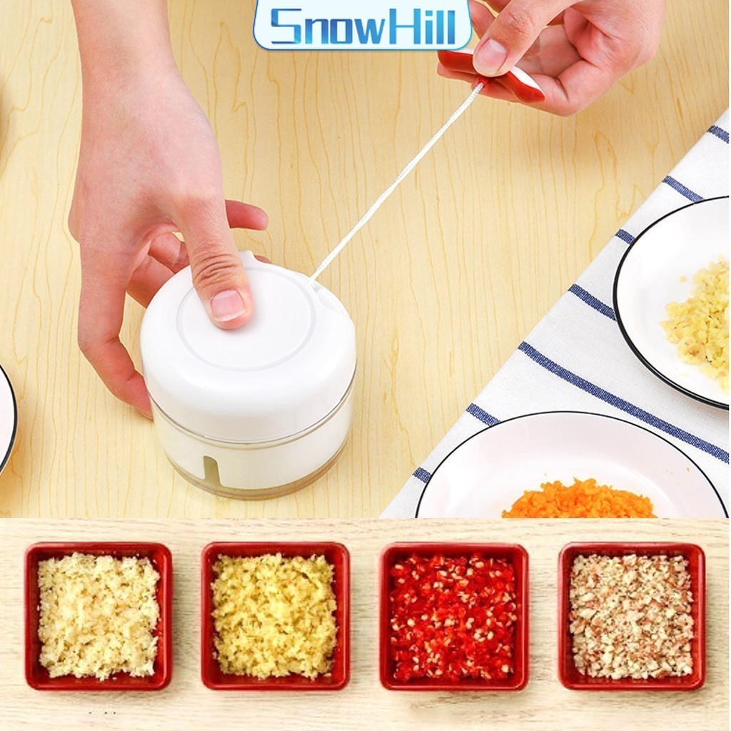 SnowHill เครื่องปั่นชนิดมือดึง MiNi พริกต่างๆ เครื่องปั่น บดกระเทียมแบบใช้มือ