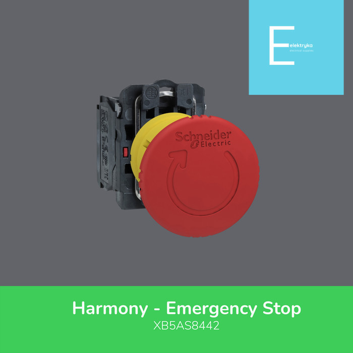 Schneider ปุ่มกดไฟฟ้า Harmony หยุดฉุกเฉิน XB5AS8442