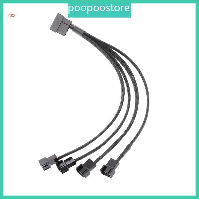 Poop อะแดปเตอร์ขยายพัดลม 4-Pin Molex Male To 4x 3-Pin 4-Pin PWM Male