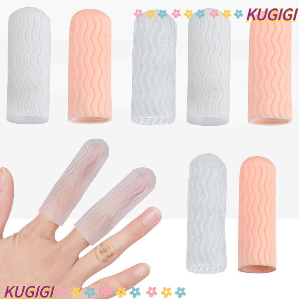 Kugigi 1 คู่ ปลอกนิ้ว ซิลิโคน ลายน้ํา เปลนิ้ว สร้างสรรค์ ใส ป้องกันรอยขีดข่วน กันลื่น ถุงมือป้องกันปลายนิ้ว สากล