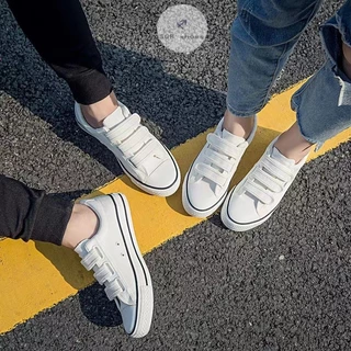 👣รองเท้านักเรียน👣สินค้าพร้อมจำหน่าย รองเท้าผ้าใบแฟชั่นสตรีสไตล์เกาหลี เวลโครก็สะดวก