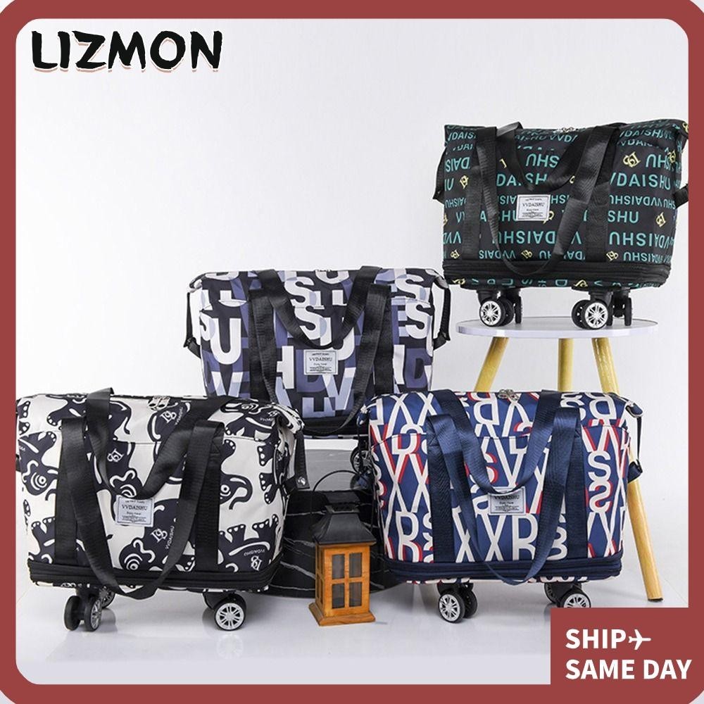 Lizmon กระเป๋าสะพายไหล่ กระเป๋าเดินทาง แบบพับได้ หลายช่อง พร้อมล้อลาก ขยายได้