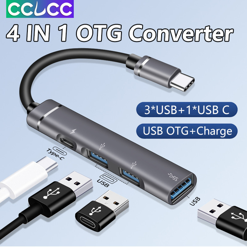 Cclcc ฮับแปลงไฟ OTG Type C เป็น USB 3.0 2.0 4 IN 1 ชาร์จเร็ว อเนกประสงค์ สําหรับ Samsung S24 S23 S22
