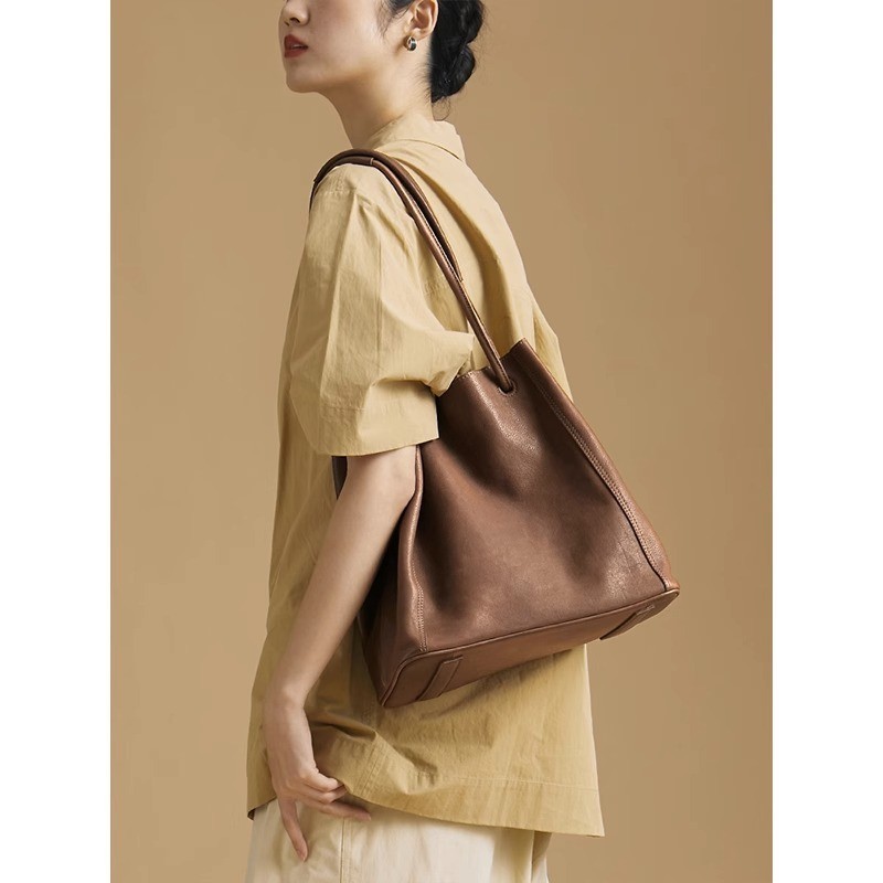 Boen Qiuzhen กระเป๋าสะพายไหล่ หนังวัวแท้ ใบใหญ่ จุของได้เยอะ สําหรับผู้หญิง