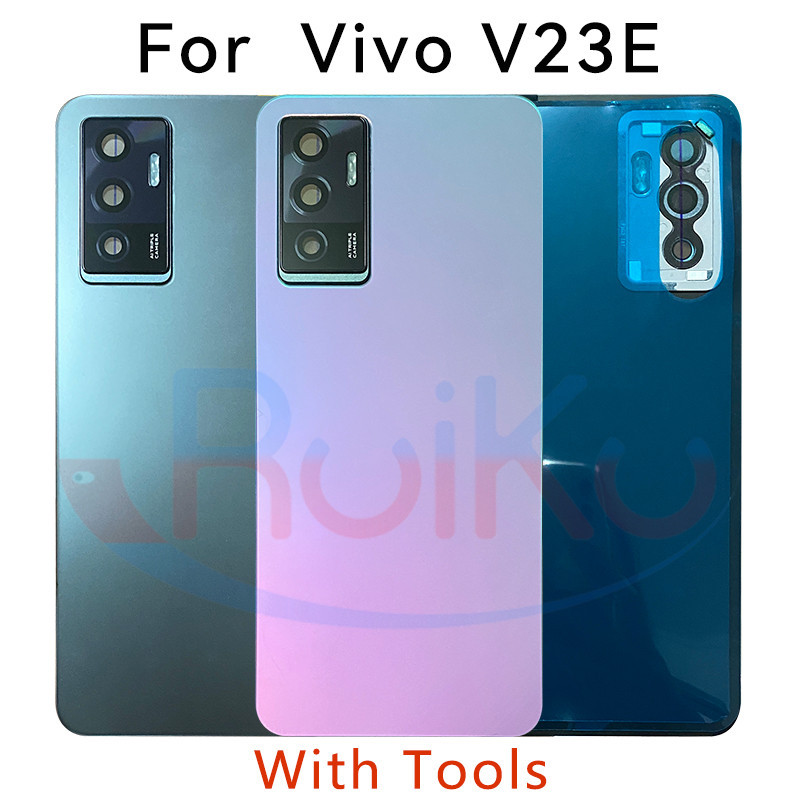 6.44 "สําหรับ Vivo V23e Y75 ฝาหลังแบตเตอรี่กระจกใหม่สําหรับ Vivo v23e ด้านหลังประตูกรณีกาว