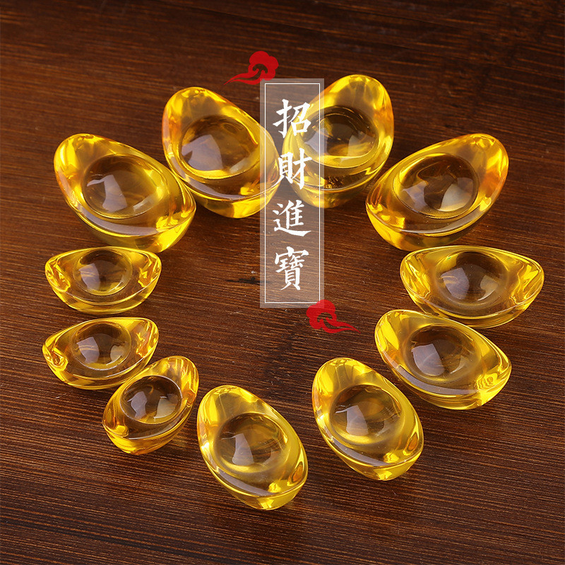 1pcs แก้วสี Gold Ingot Citrine Ingot Cornucopia อุปกรณ์เสริมบ้านเปิดรับสมัครข้าวของขวัญสําหรับ Manza บรรจุ Aquarius