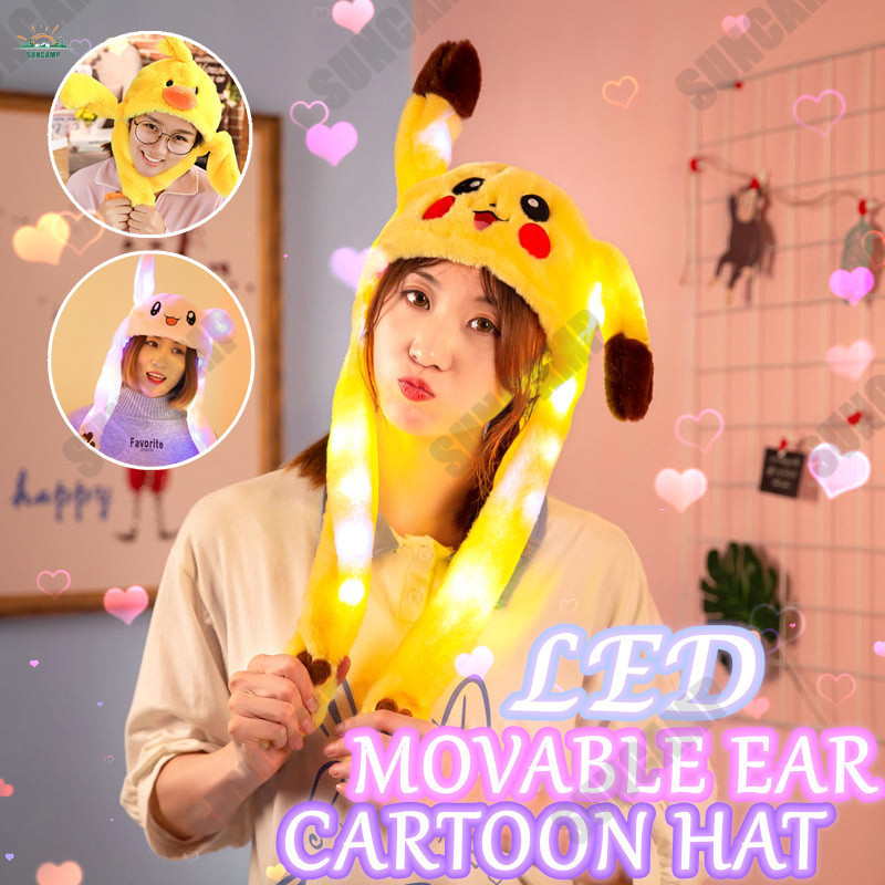 Tiktok LED การ์ตูนน่ารักกระต่าย Magic หมวกหูเคลื่อนย้ายได้ย้ายขึ้นและลงเต้นรําของเล่นของขวัญแฟชั่น