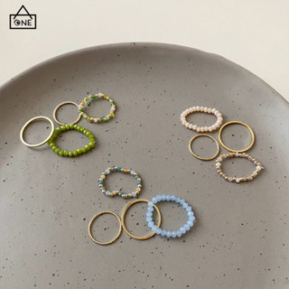 COD❤️ชุดแหวนสตรีอารมณ์เรียบง่ายที่สร้างสรรค์รูปทรงเรขาคณิตหล…
