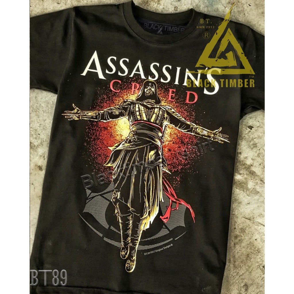 Unisex  89 Assassin's Creed Movie game เสื้อยืด สีดำ  Black Timber T-Shirt ผ้าคอตตอน สกรีนลายแน่น S 