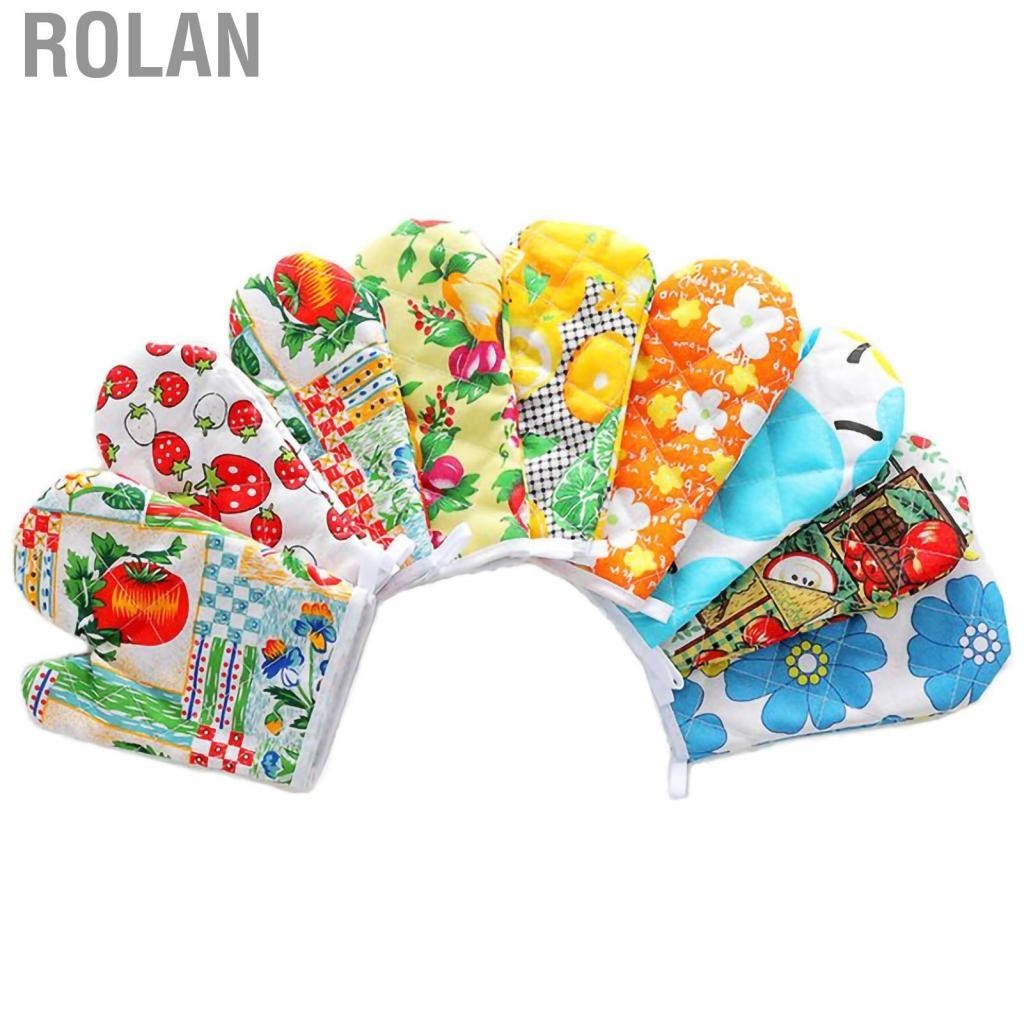 Rolan 1pcs Non-slip Oven Gloves Flower Pattern Cotton Kitchen Insulation Cooking Microwave Mitts for Random