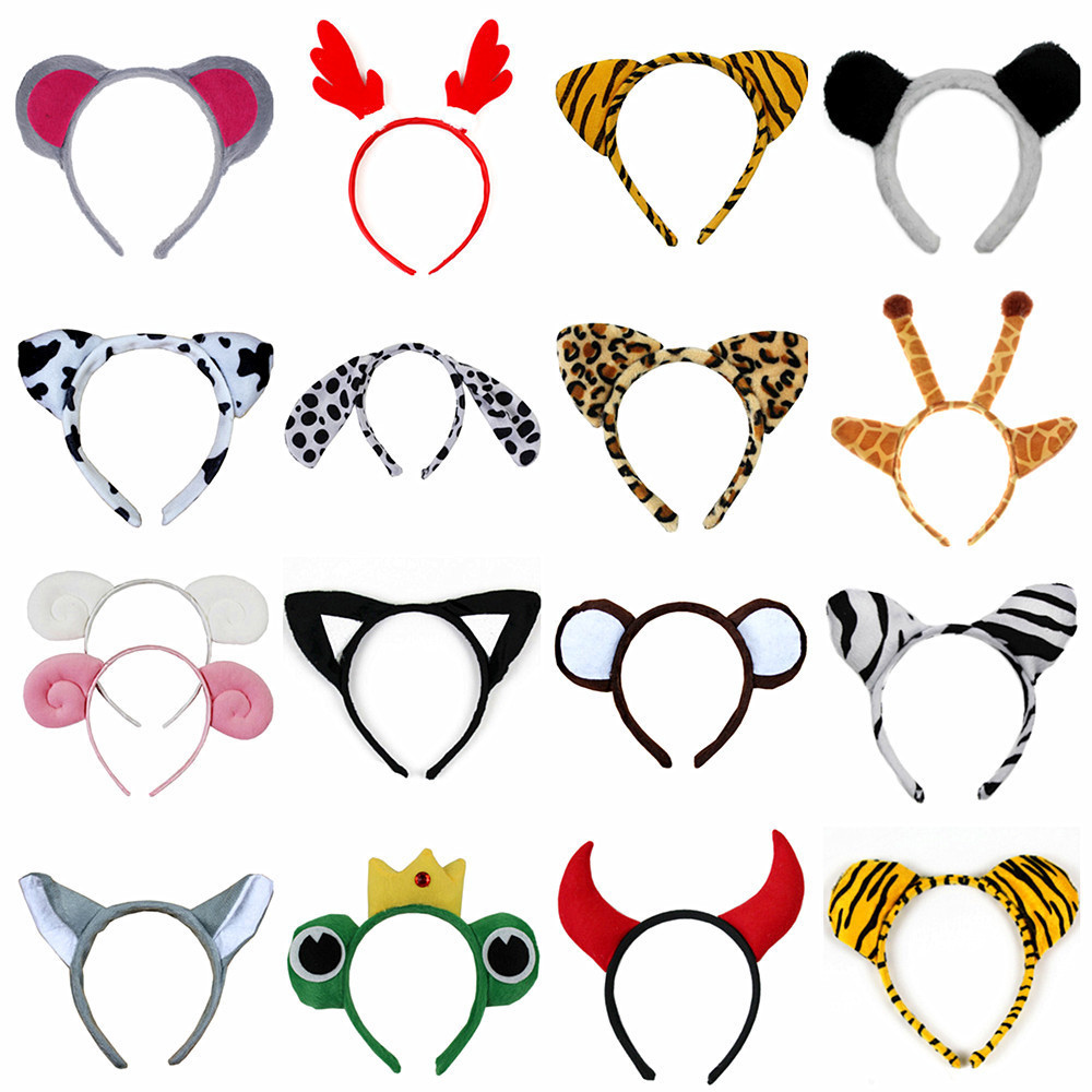 Best Quality#1Children’s Day Performance Cartoon Animal Headband Plush Hair Band Rabbit Cat Cow Tiger Sheep Rabbit Earsday