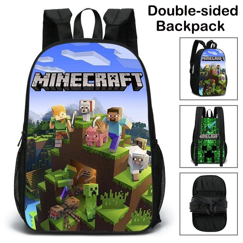 Minecraft MC กระเป๋าเป้สะพายหลัง กระเป๋านักเรียน พิมพ์ลายการ์ตูนเกม น้ําหนักเบา จุของได้เยอะ สําหรับเด็กนักเรียน