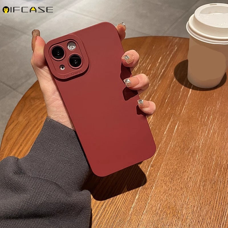 เคสโทรศัพท์มือถือ ซิลิโคนนิ่ม เนื้อแมตต์ กันกระแทก กันรอยนิ้วมือ สีพื้น สําหรับ iPhone 14 13 12 11 Pro Max 14 Plus