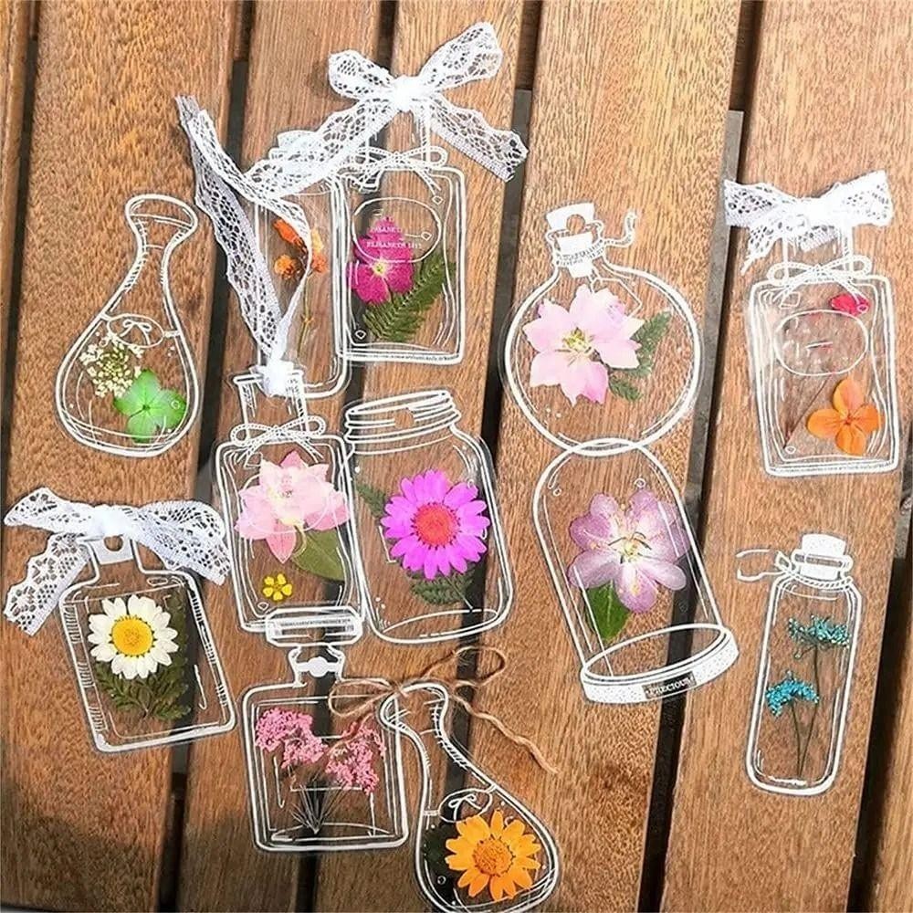 Kkingdom Pressed Flower Bookmark, Art DIY Crafts Handmade Book Clip, Transparent Reading Assistant Reading Mark Herbarium Bookmarks