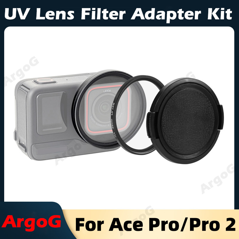 Argog 52 มม.เลนส์กรองอะแดปเตอร์สําหรับ Insta360 Ace Pro / Ace Pro 2 พร้อม UV Filter และชุดฝาครอบ Ace Pro 2 อุปกรณ์เสริม