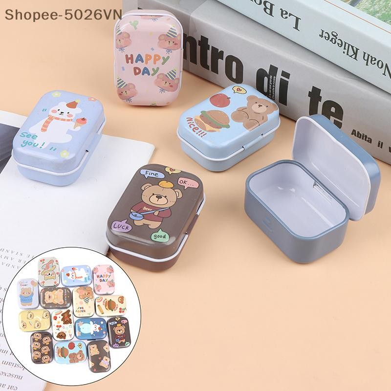 [Febb] Tin Small Bear Jewelry Box RectanIe Small Tin Storage Box (VN)