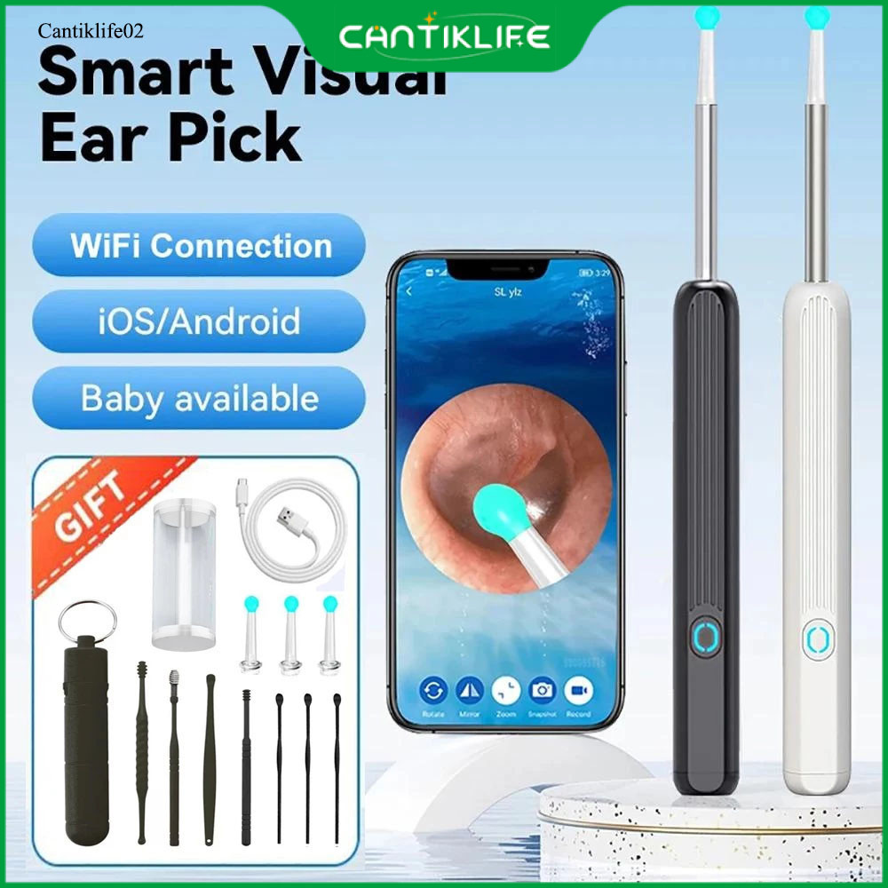 ใหม่ Cantiklife NE3 ไม้แคะหูอัจฉริยะไร้สาย 1080P NE3 สําหรับกล้องเอนโดสโคป iOS Android