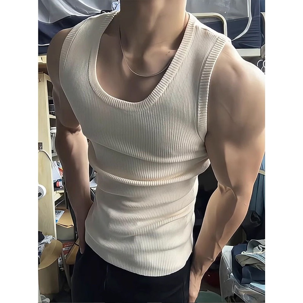 เสื้อกั๊ก ทรงสลิม สไตล์เกาหลี ผ้าระบายอากาศ เสื้อกั๊กผ้าริบ