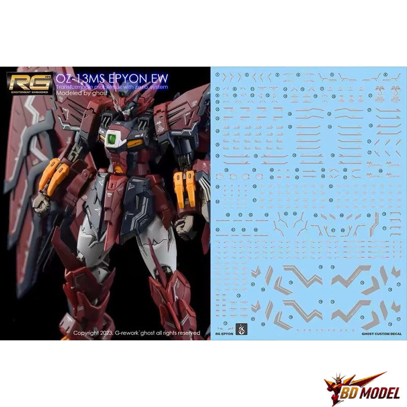 ✅พร้อมส่ง🔥 ดีคอลน้ำ DECAL [GHOST] RG Epyon สะท้อนแสงแบล็คไลด์